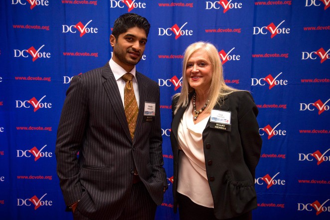 DC Vote board members and event co-chairs Vinoda Basnayake and Trish Vrandenburg. Photo credit: Travis Vaughn.