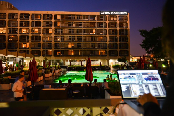 View from the DJ booth at the Capitol Skyline Hotel