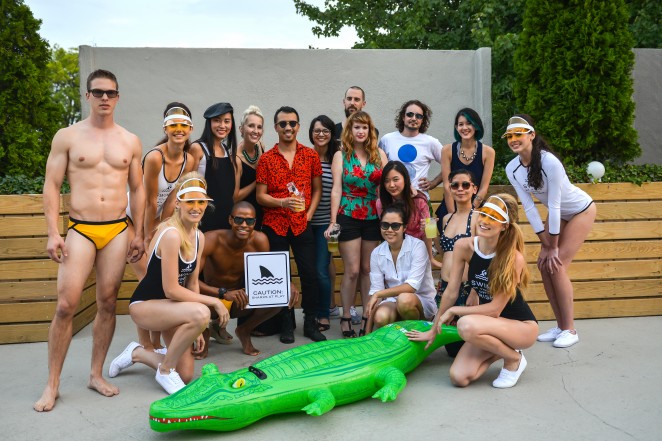 Design Army Team poses with T.H.E. models in Swim At Your Own Risk collection